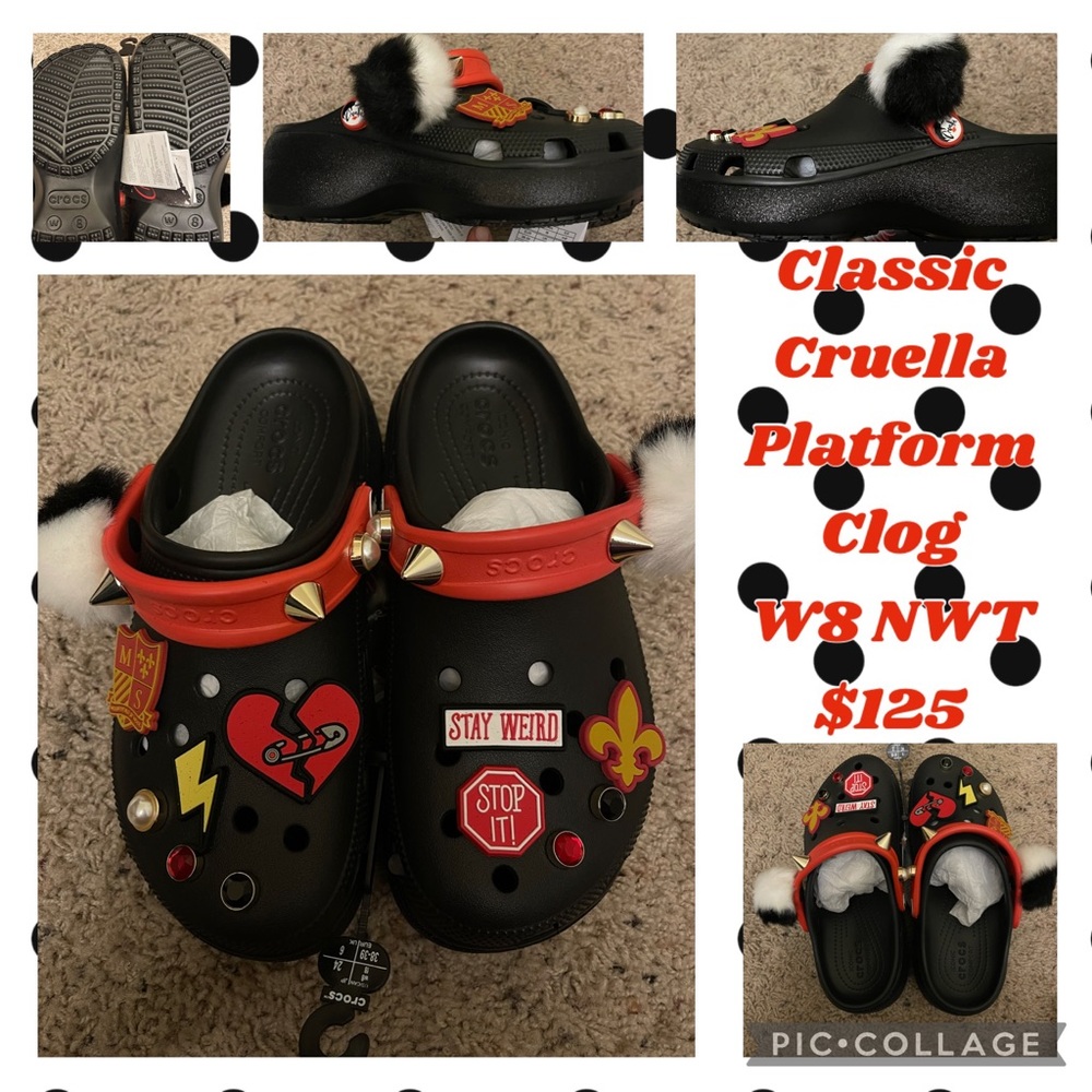 Classic Cruella Platform Clog W8 NWT